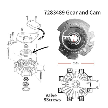 7384691 7286039 Water Softener Motor and Cam Gears Kit for High Flow Ferrous