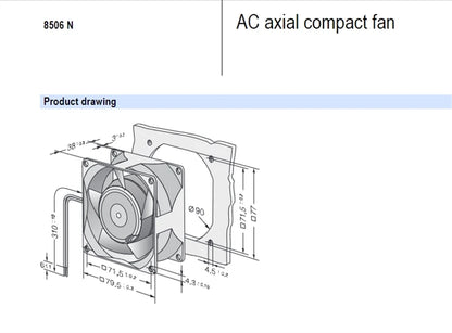 Ebmpapst 8506N Axial Fan 115V 12/11W 80*80*38mm 135/115mA All-metal Cooling Fan