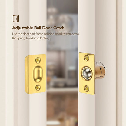 Ravinte 2 Pack Adjustable Door Ball Catch, Gold Closet 2 Pack,