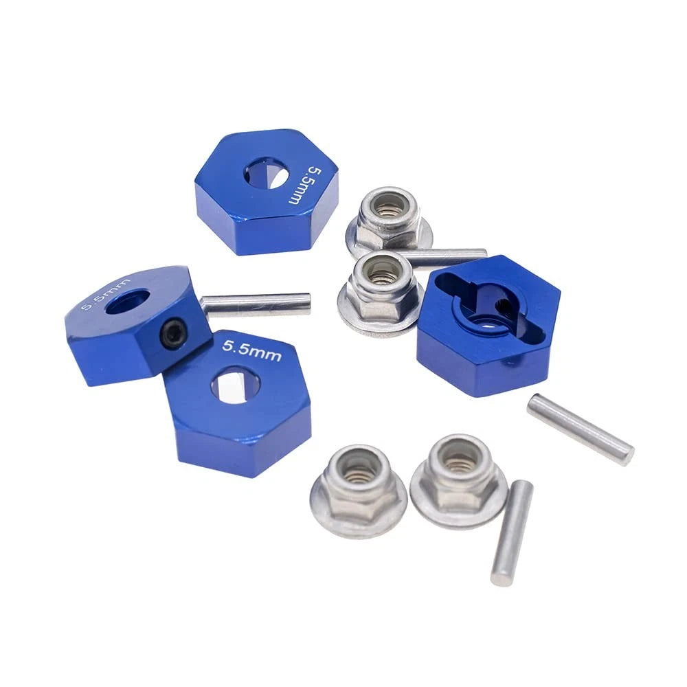 URCMax 4Pcs Aluminum 14mm hex hubs Wheel M4, x x 6mm, dark blue