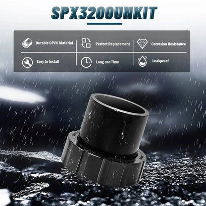SPX3200UNKIT Union Connector Replacement Kit for Hayward Tristar, black