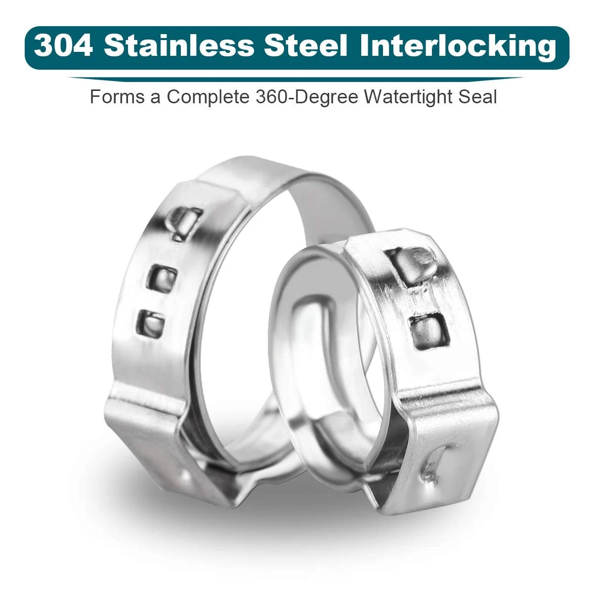 LOKMAN 50 Pack 1/2 Inch PEX Cinch Clamps, Stainless Steel Inch, Metallic