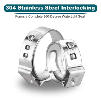 LOKMAN 50 Pack 1/2 Inch PEX Cinch Clamps, Stainless Steel Inch, Metallic