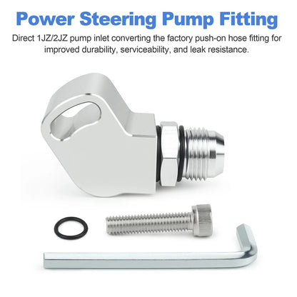 1JZ 2JZ Power Steering Pump Suction Swivel Fitting 10AN Silver