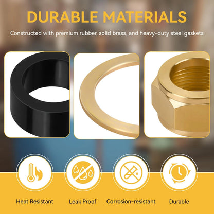Sight Glass Steamer Parts 5/8" ID Gaskets, Washers, Brass Nuts Black, Gold