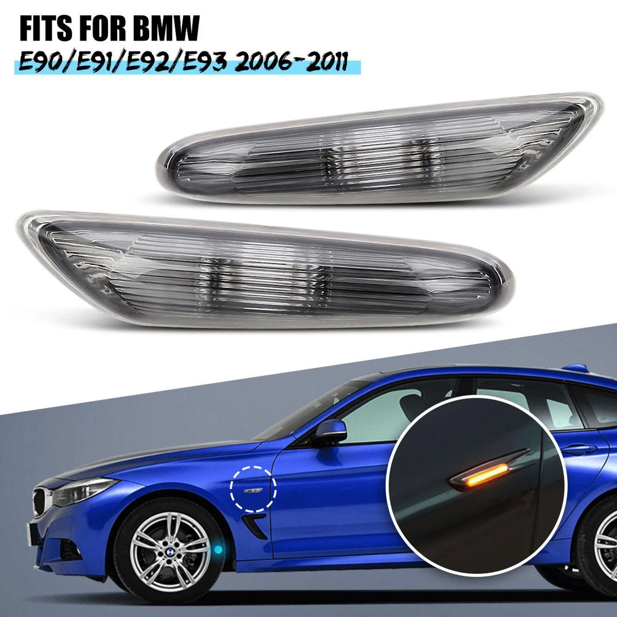12V Side Marker Turn Signal Light Smoke Lights For BMW E90 E91 E92 E93 06-11