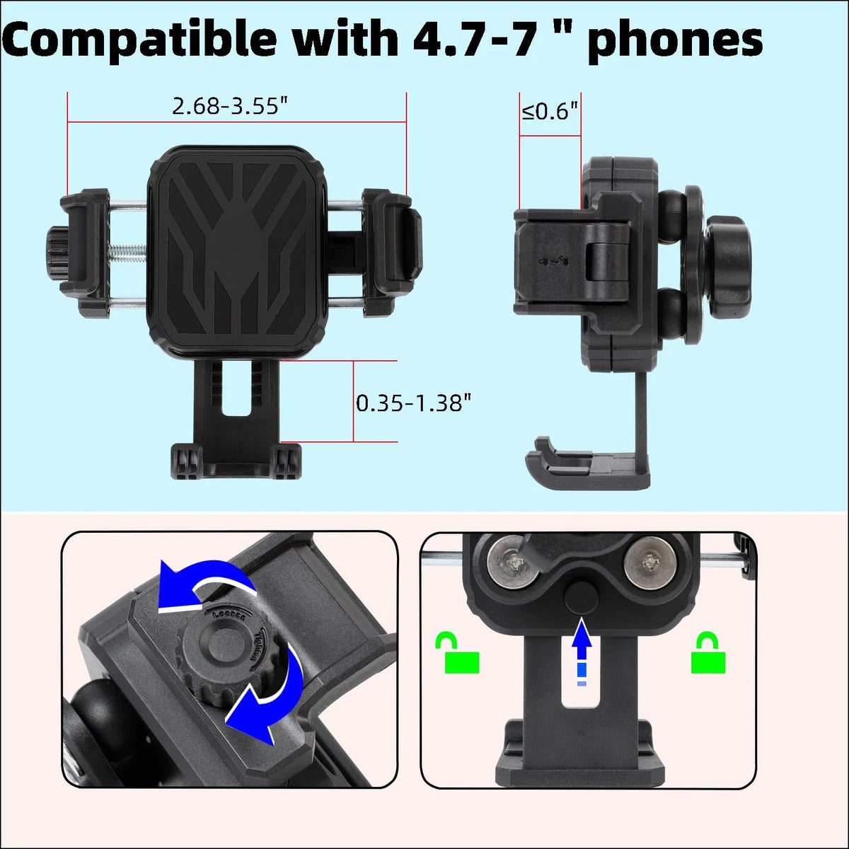FPN Screw-Mounted Phone Mount Holder with Vibration Dampener [Camera Black