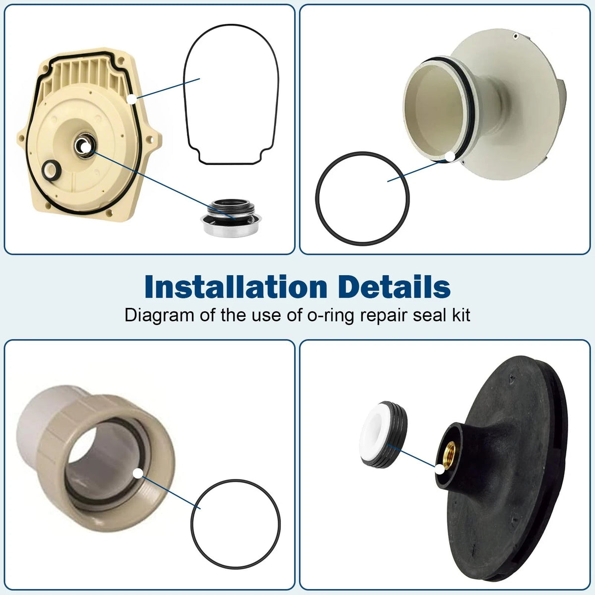 O-Ring Rebuild Repair Kit Fit for Pentair Whisperflo/Intelliflo Pool Black