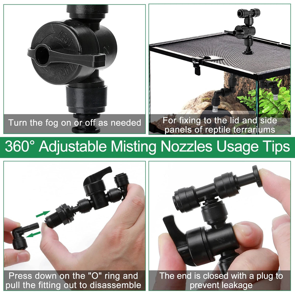 4 Pcs Reptile Mister Nozzle Terrarium Fogger Small, 4 Nozzles Set
