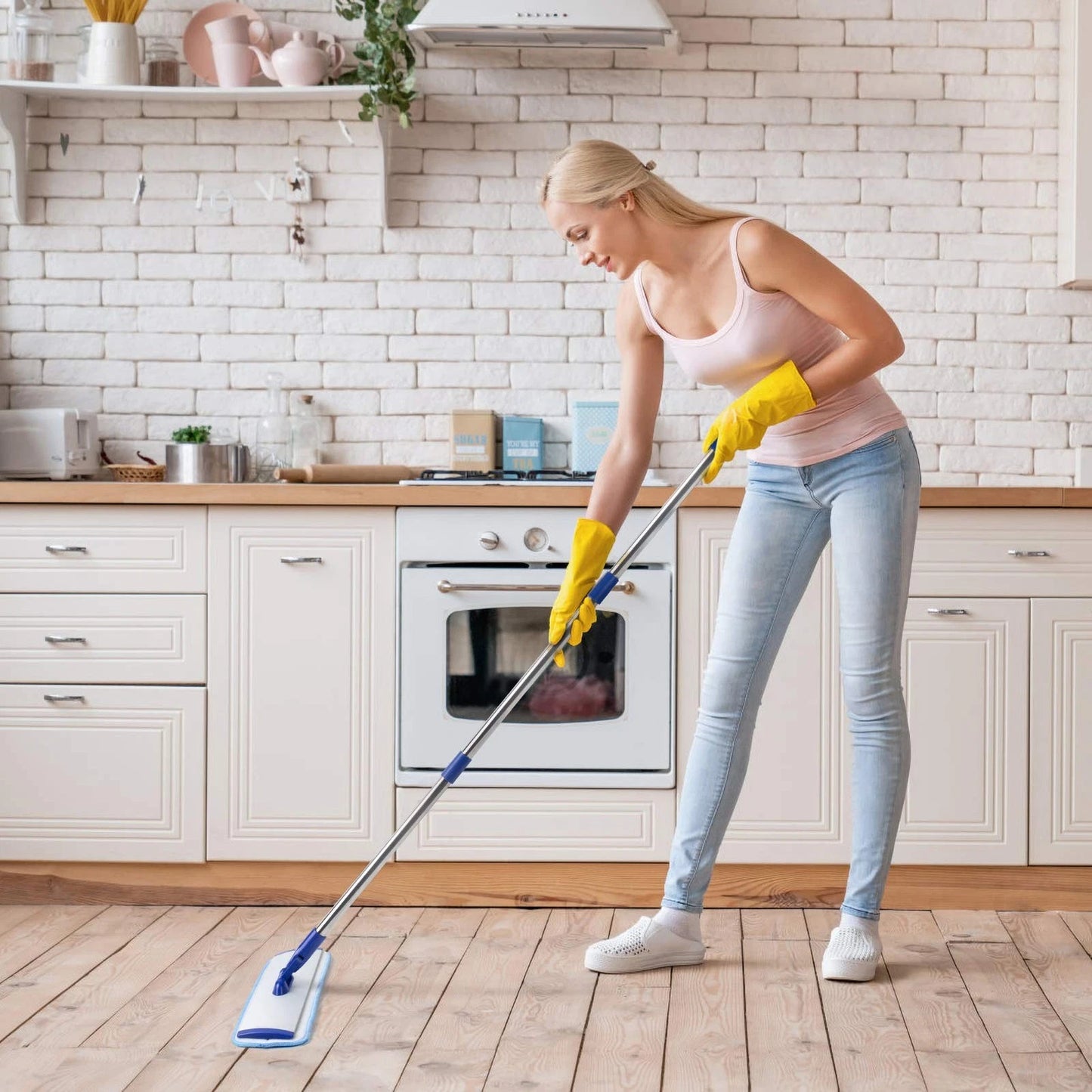 18" Professional Microfiber Mop Floor Cleaning System, Flat 18 inch, Blue