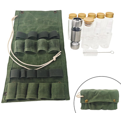WINRIOO Camping Travel Spice Kit，Portable Mini 19×11×6 cm, Green