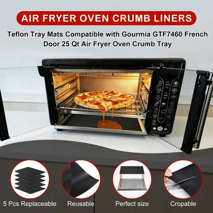 5 Pcs Reusable Air Fryer Crumb Tray Liners Liners, Black