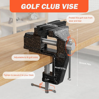 Hibijou Portable Golf Club Regripping Kit with Bench Vise – Medium, Black