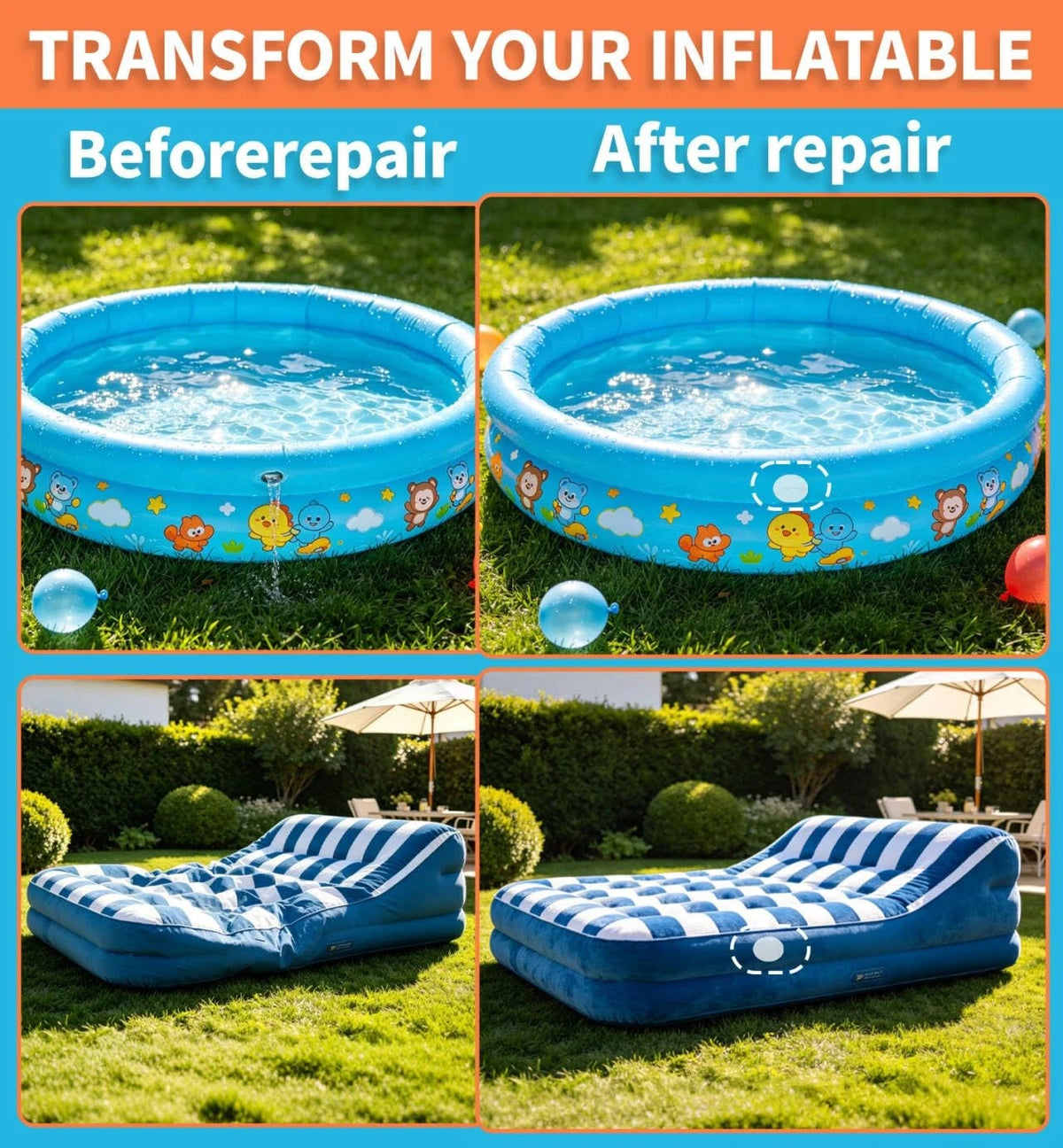 Air Mattress Patch Kit, 60ml Waterproof PVC Glue for Vinyl Pool Transparent