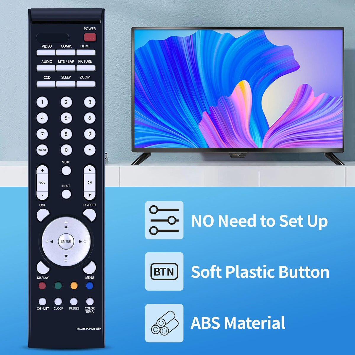845-A45-PDP32B-INSH Remote Control For Insignia HDTV NS-PDP32-09