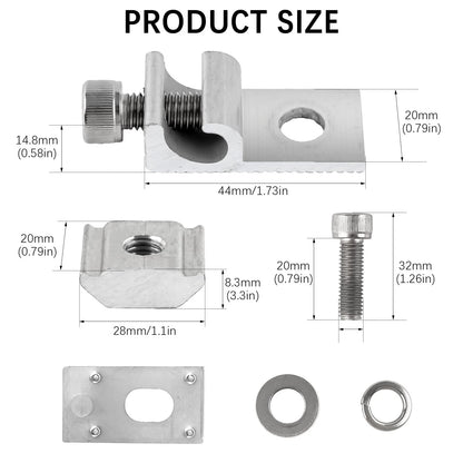 16 Pcs Solar Panel Grounding Lugs, Stainless Steel, Silver, Mount Silver