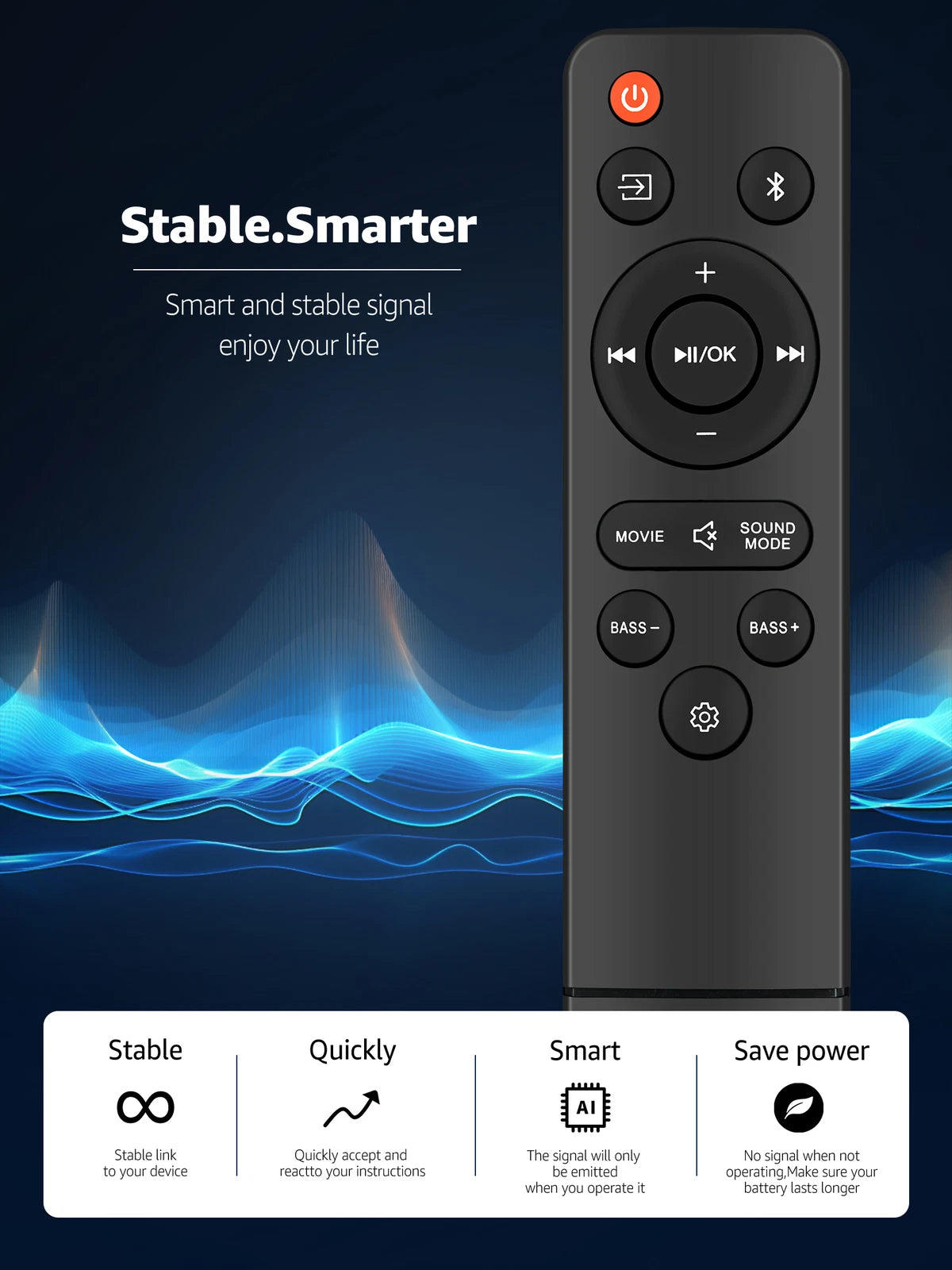 Replacement Remote Control For ONN Sound Bar 100043839 100069413