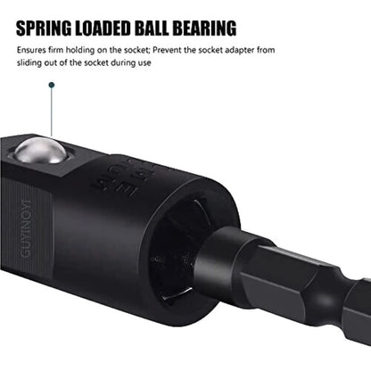 3pcs 360 Degree 1/4in Hex Shank 1/4in 3/8in 1/2in Extension Socket Adapter
