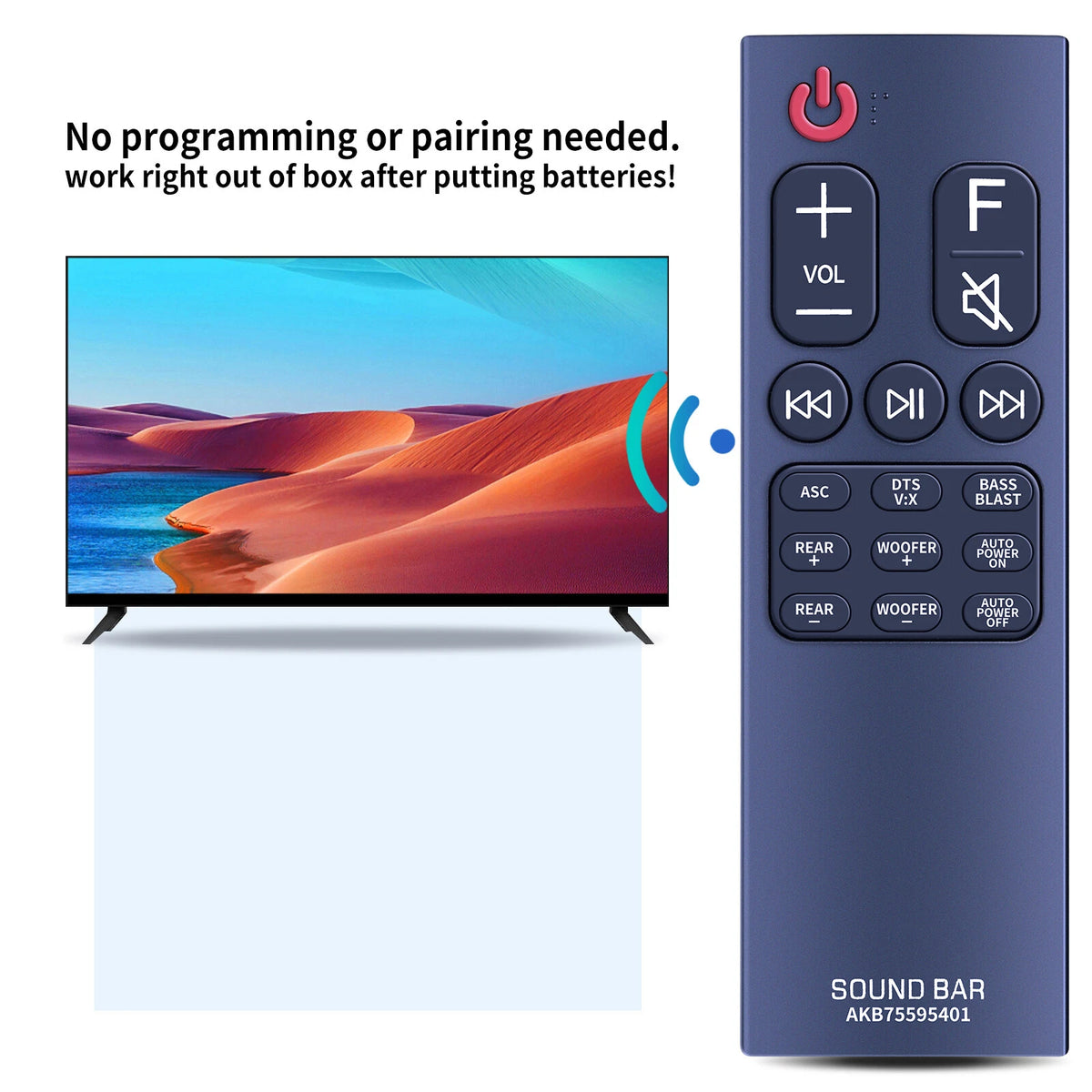 AKB75595401 Remote Control For LG Soundbar SKM5Y SPK5B-W SK5R SK5Y
