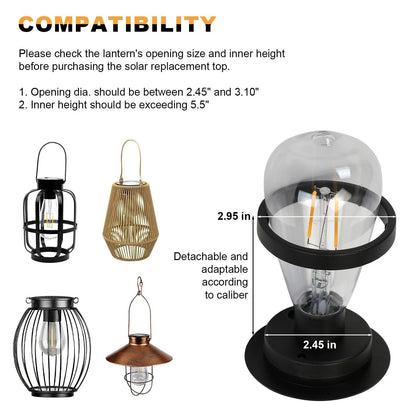 Replacement Solar Light Tops-Solar Bulbs for 2 PACK, Warm White