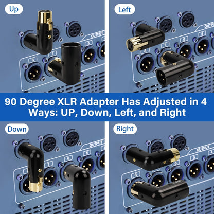 Togconn Adjustable 3-PIN Right Angle XLR Adapter 2 Pack, 90 Degree Black