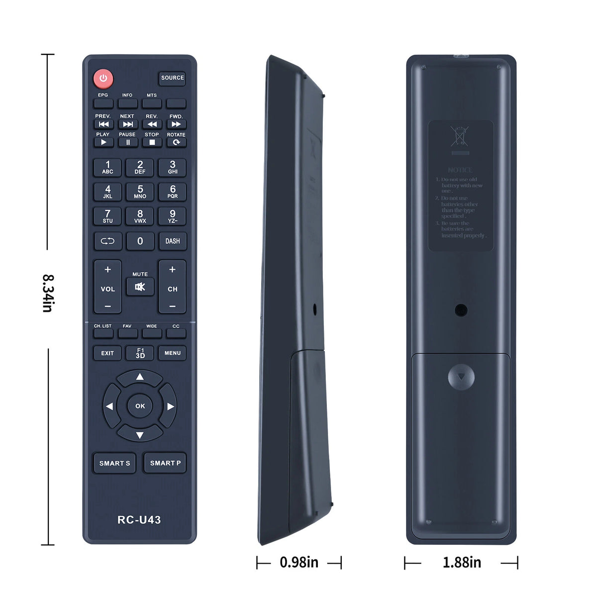 RC-U43 Remote Control For Memorex MLT3252 MLT5552 MLT4352