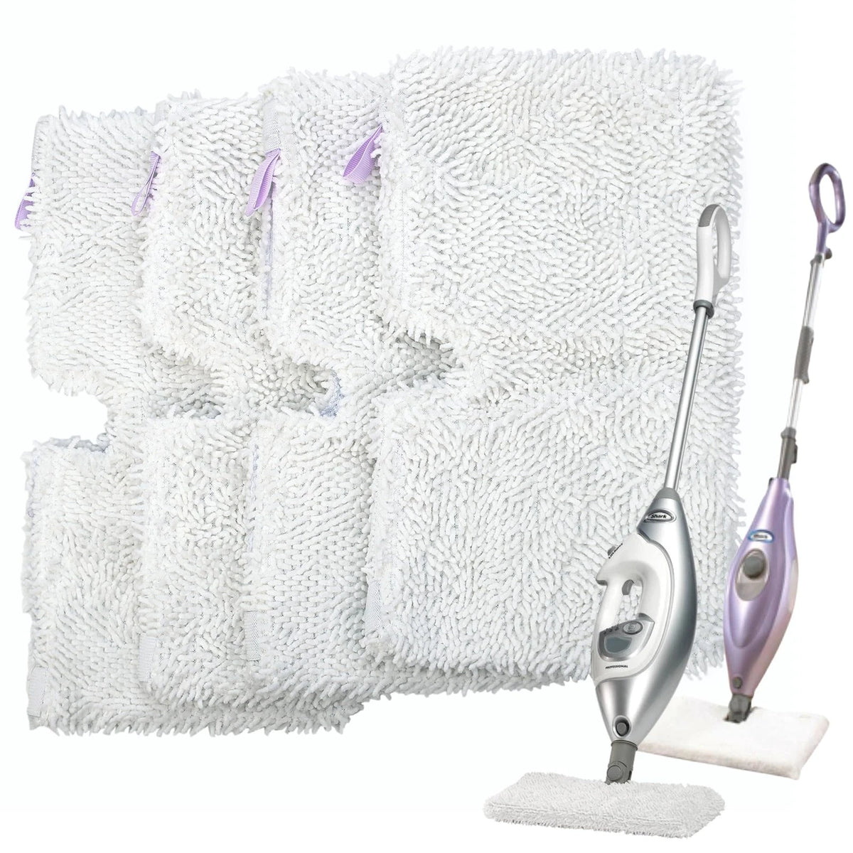 Flammi Steam Pocket Mop Replacement Pads for 12.6 x 7 inches, 4 Pack White