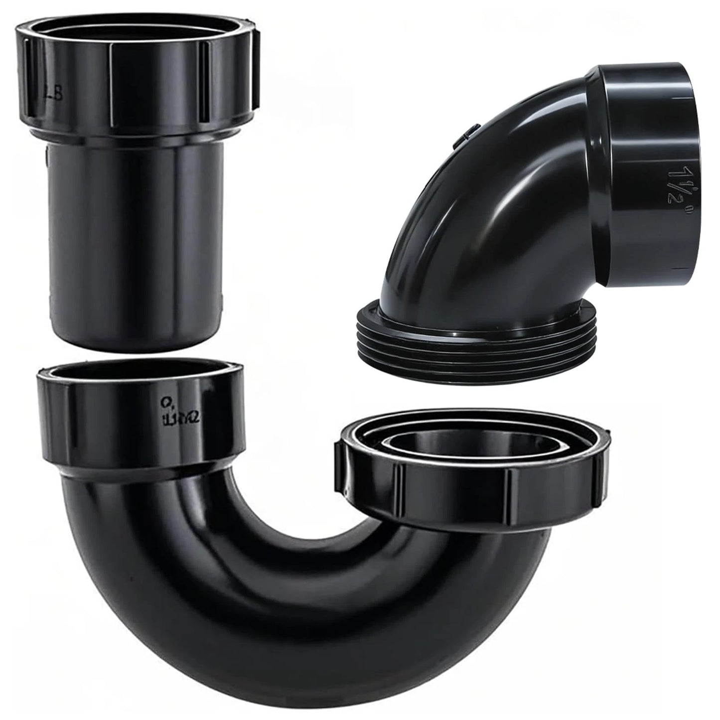 Lesso ABS Adjustable P Trap1 1/2 Inch for RV Drain Bathroom 1-1/2 Inch, Black