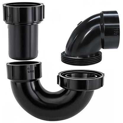 Lesso ABS Adjustable P Trap1 1/2 Inch for RV Drain Bathroom 1-1/2 Inch, Black