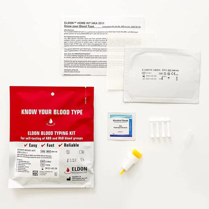 Home Blood Typing Kit -  Package + Improved Lancet 6 Piece Set