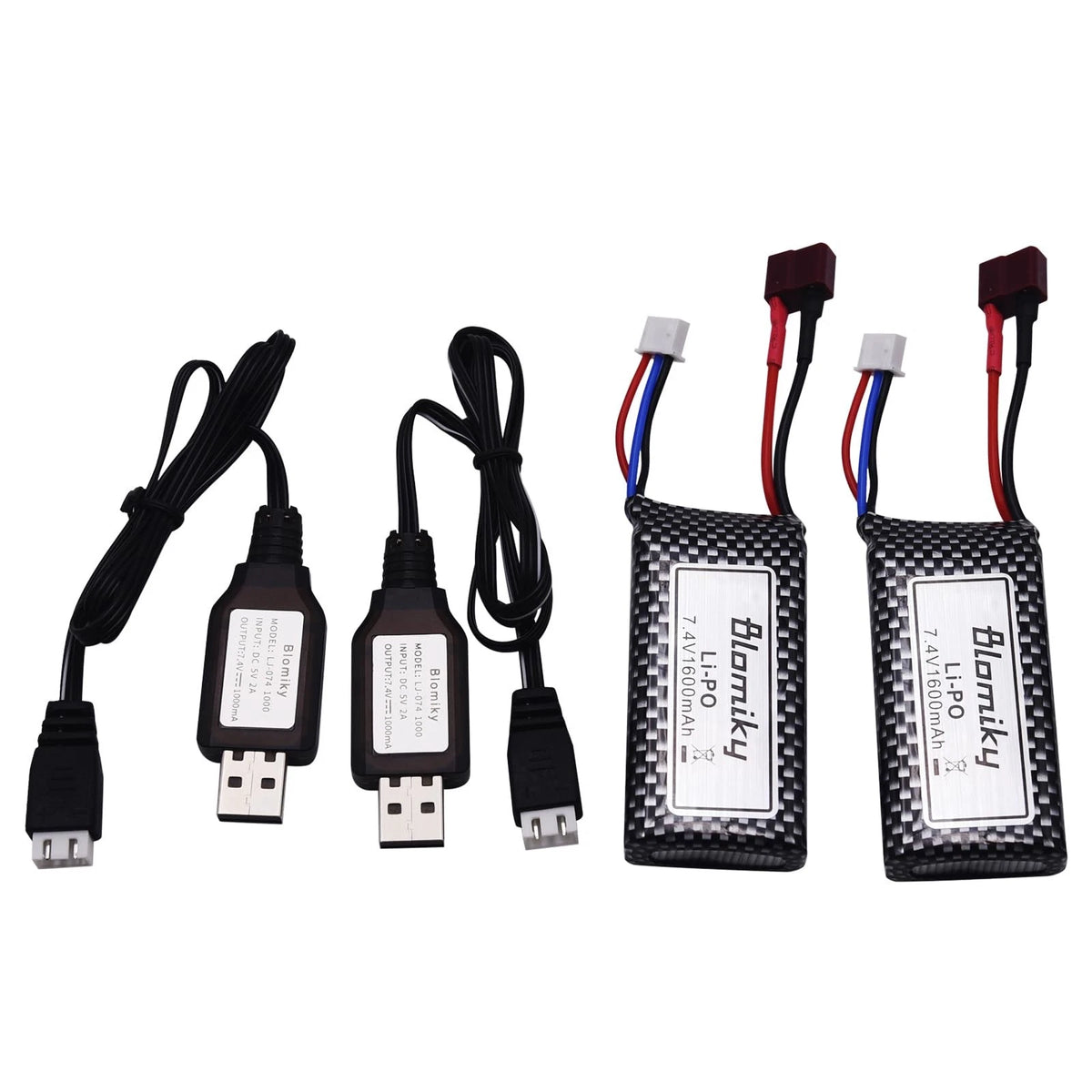 Blomiky 2 Pack 11.84Wh 7.4V 1600mAh Li-po Rechargeable Battery and USB Cable...