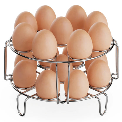 GSlife Egg Steamer Rack - Stainless Steel Trivet for 8 Quart Silver-2 Pack
