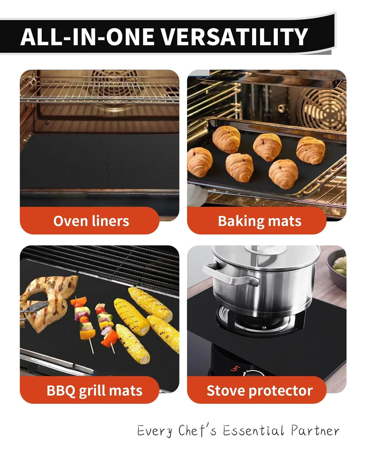 Oven Liners for Bottom of - 2 Pack Large Heavy 2 17”x25”, Black