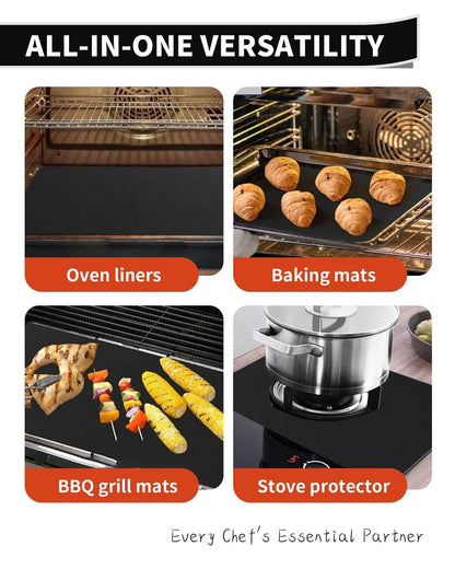 Oven Liners for Bottom of - 2 Pack Large Heavy 2 17”x25”, Black