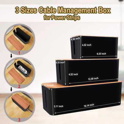 YUANYE Cable Management Box Kit for Power 3 pack, Black