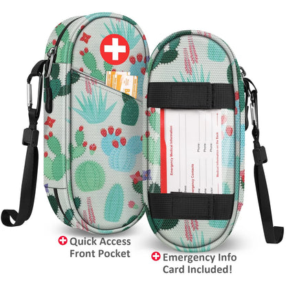 SITHON EpiPen Medical Carrying Case Insulated, Travel Small, Z-Cactus