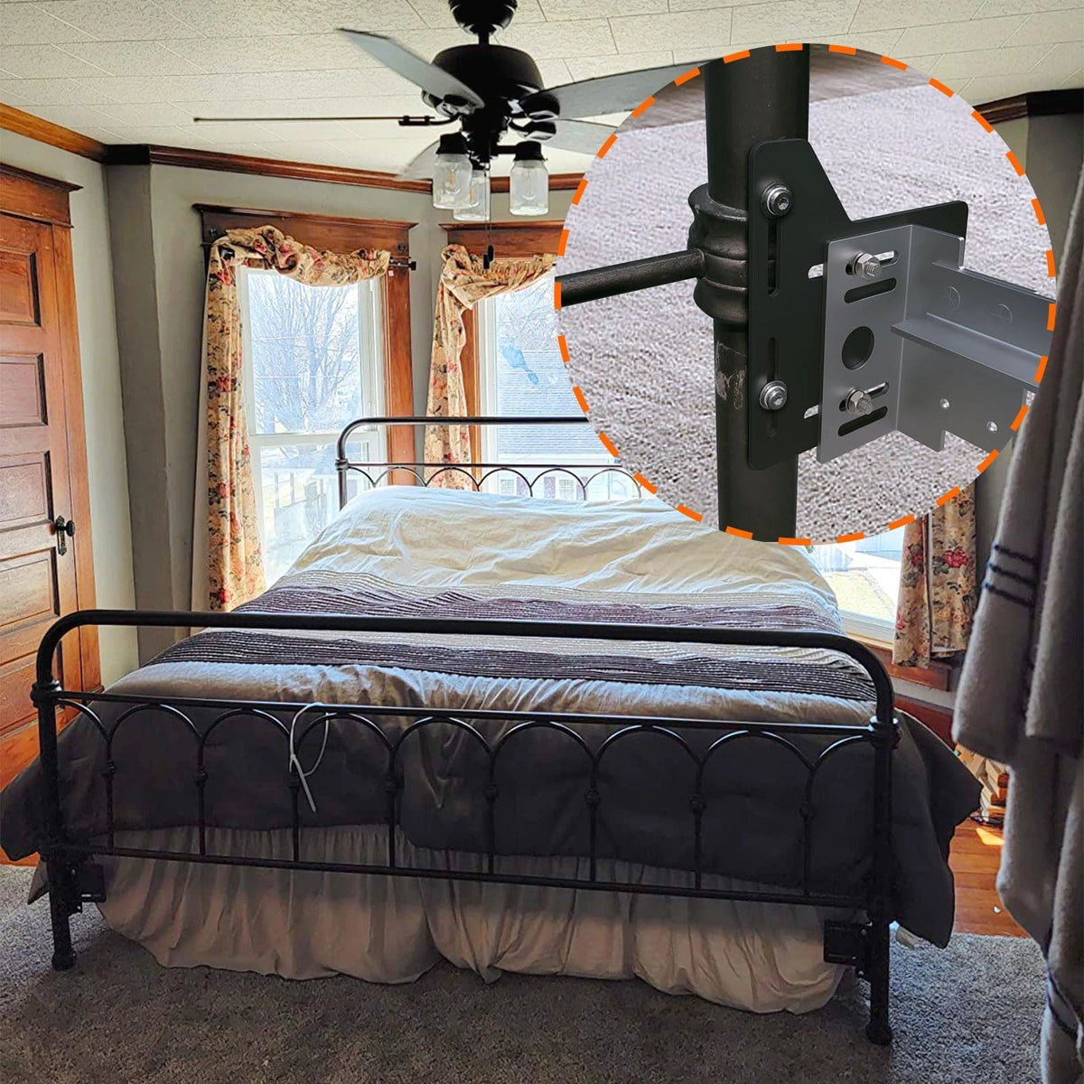 2 PCS Bed Frame Brackets Adapter for Large, 2Pcs Headboard Attachment