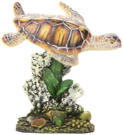 Penn-Plax Swimming Sea Turtle Decor - for Aquarium Small (Pack of 1), Green