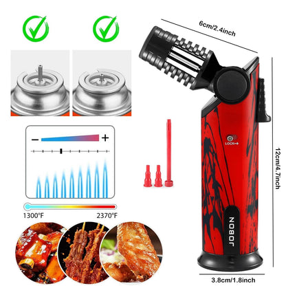 DOUBFIVSY Butane Torch Lighter, 60° Rotatable Refillable Kitchen Cooking Red