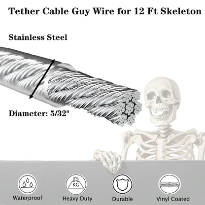 CHENGLAI 12 ft Skeleton Part U Replacement Tether Cable Guy Wire, Silver
