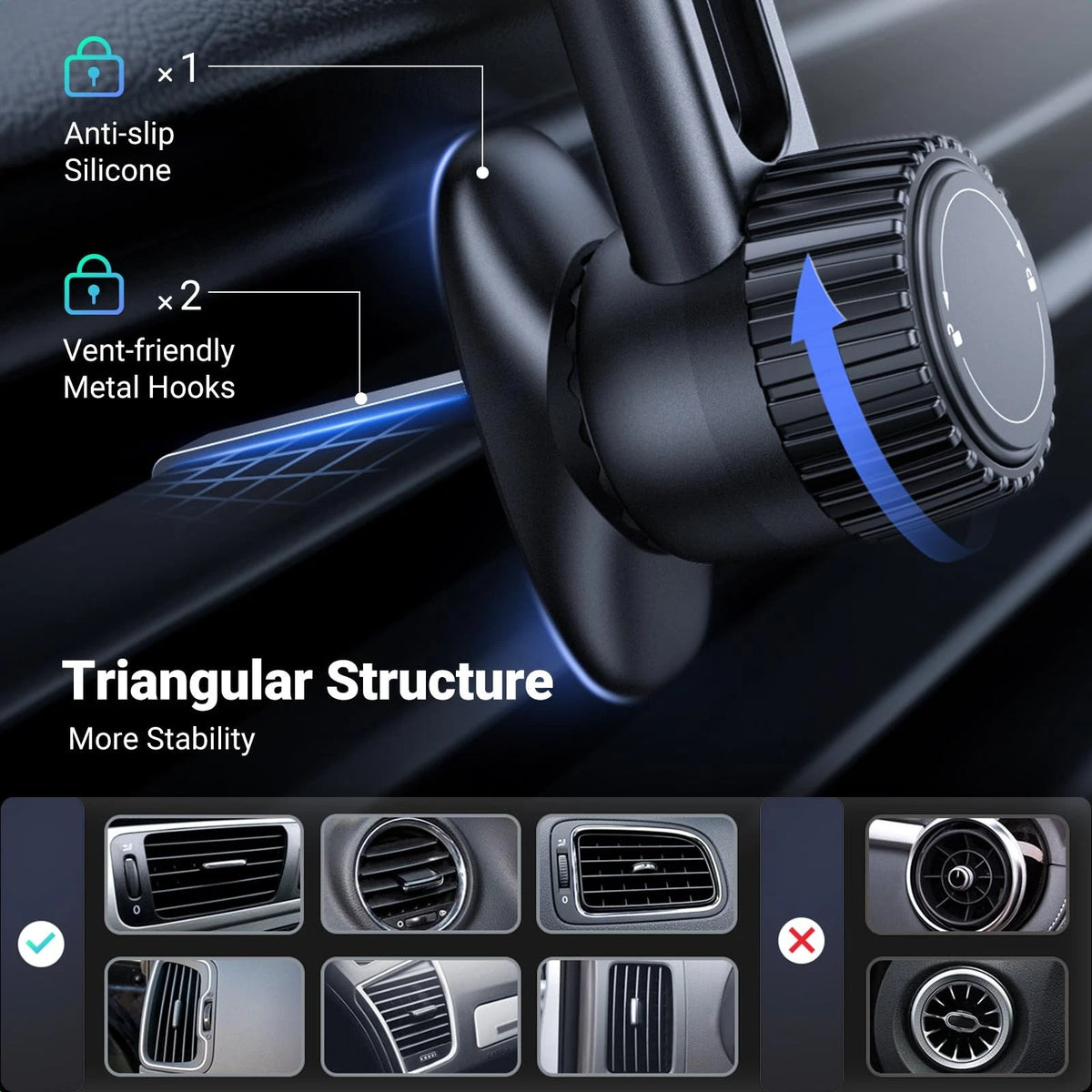 UGREEN Magnetic Phone Mount for Car Compatible Magsafe, 0.5 liters, Black