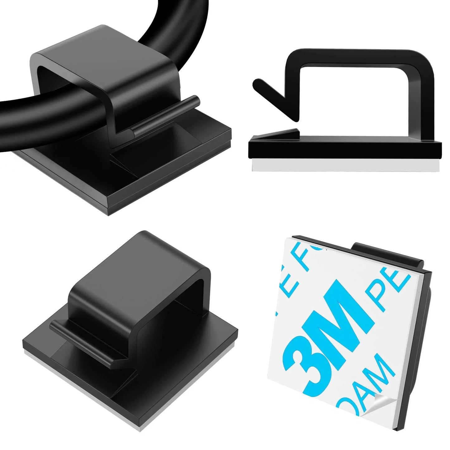 120 PCS Cable Clips, Adhesive Cord Clips for Wires on Wall, Small_120p, Black