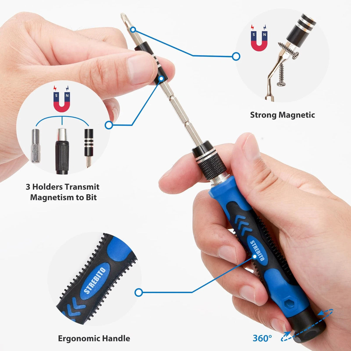 STREBITO Electronics Precision Screwdriver Sets 142-Piece with 120 142, Blue