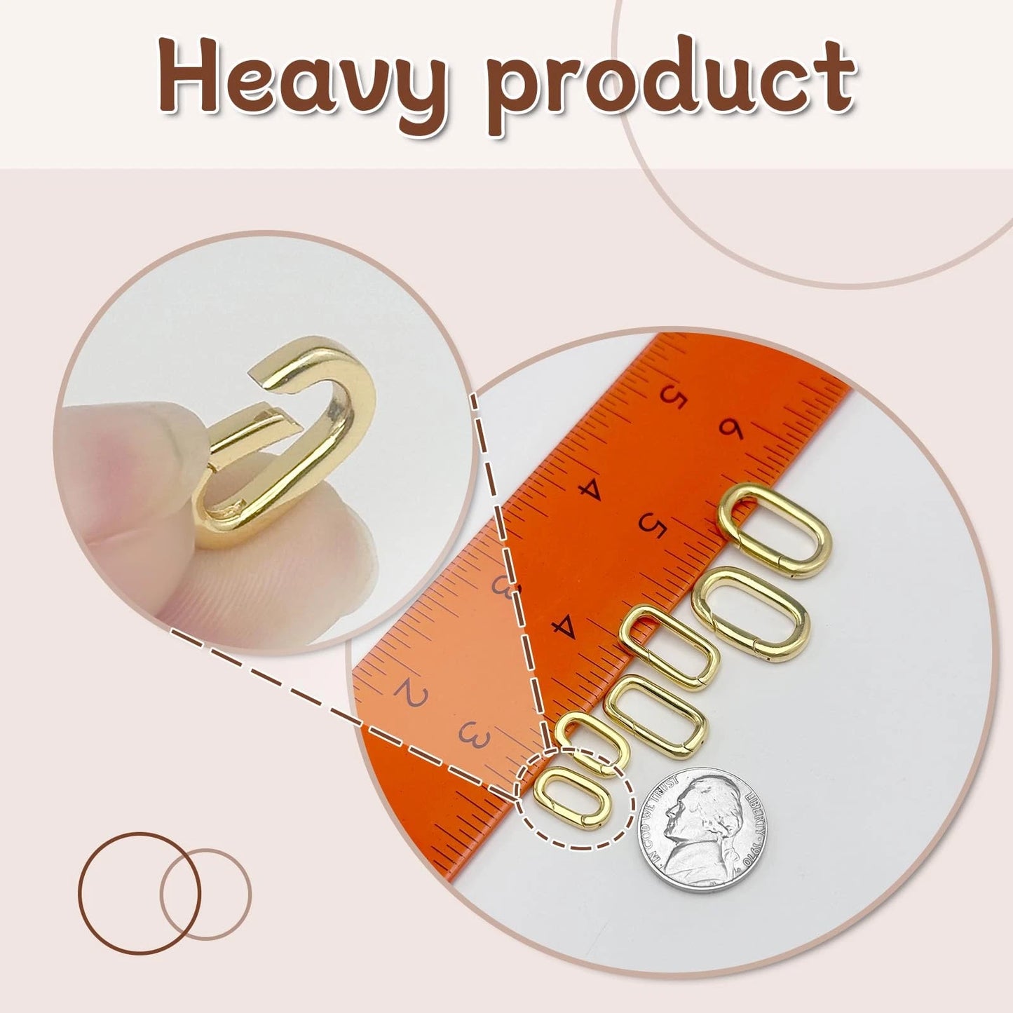 OHINGLT 10Pcs Carabiner Clip Pendant Clasps S (0.55×0.32×0.08in), Gold