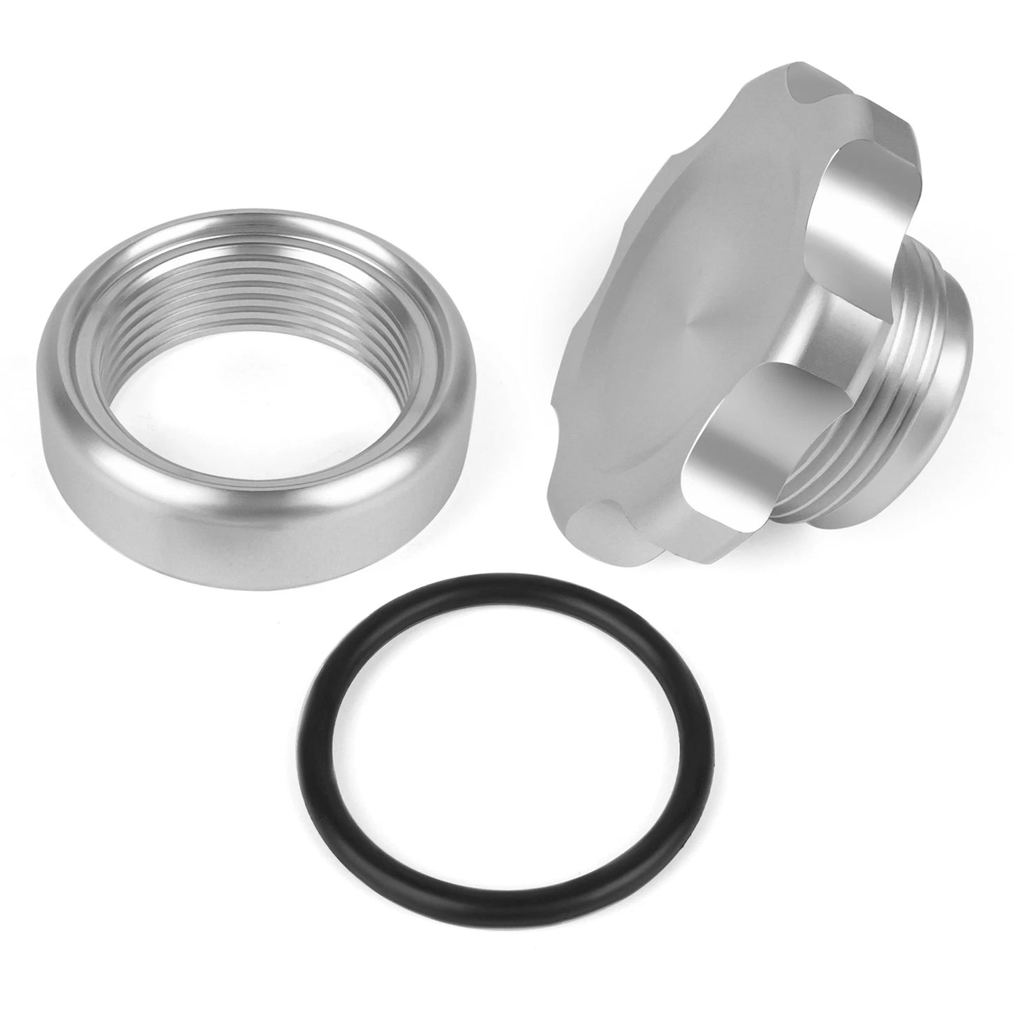 Aluminum Weld-In Bung Fill Plug Cap Kit(1-3/8" Opening,1-1/2"-12 Threads) Silver
