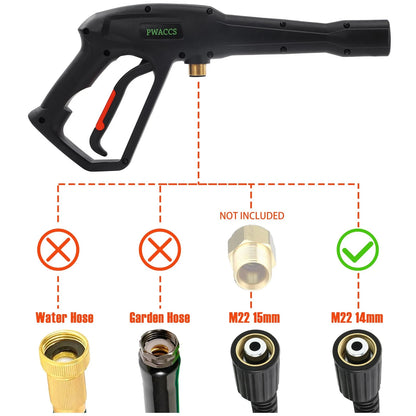 PWACCS Pressure Washer Gun Replacement with Extension 16.93 inches, Black