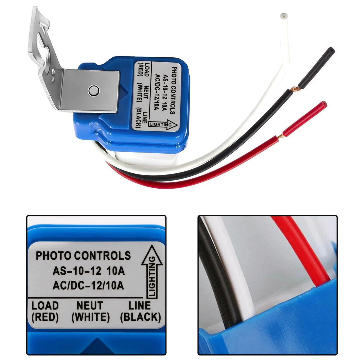 2 Pack AC DC 12V 10A Auto On/Off Photocell Light Switch Photo...