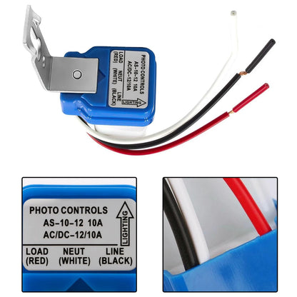 2 Pack AC DC 12V 10A Auto On/Off Photocell Light Switch Photo...