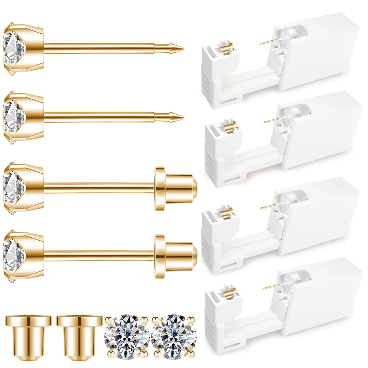 SugarTang Ear Piercing Kit Gold, Disposable Gun Pack of 4, Gold