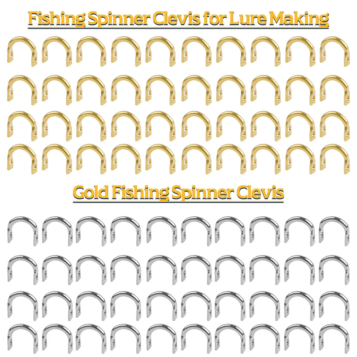 Fishing Clevis Easy Spin U-Shaped Brass Links, Small, Silver-120pcs